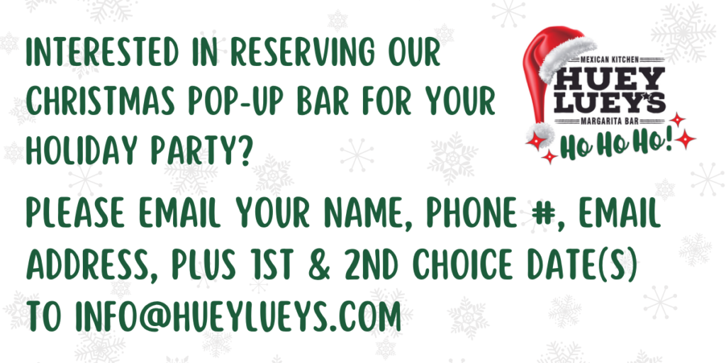 Holiday and Christmas party event space at Buddy's Rooftop Christmas Bar at Huey Luey's Acworth.